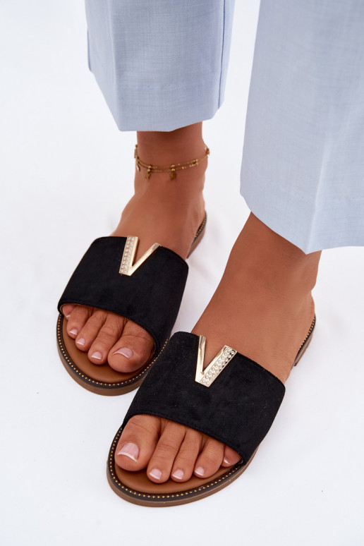 Čības Sieviešu dzīvoklis Ar greznu Detalem V melnas krāsas Nelmira