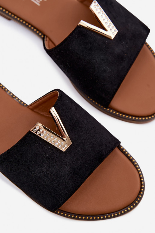 Čības Sieviešu dzīvoklis Ar greznu Detalem V melnas krāsas Nelmira