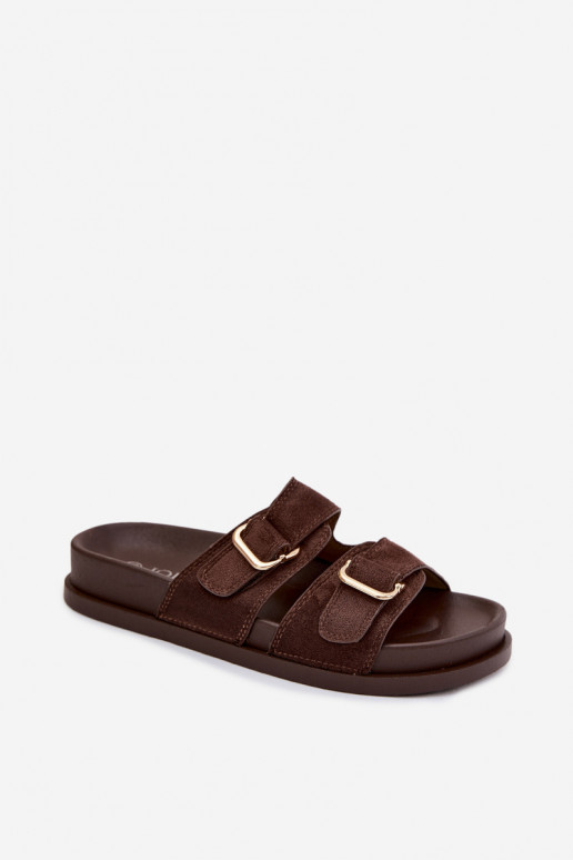 sieviešu čības Ze Zelta krāsasmi ar sprādzēmmi CzekoladoIne Pelorin