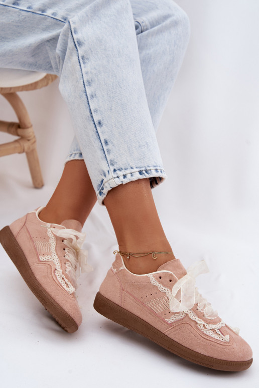 Sneakers modeļa apavi Sieviešu ar mežģīnēm Rozā krāsas Ilrene