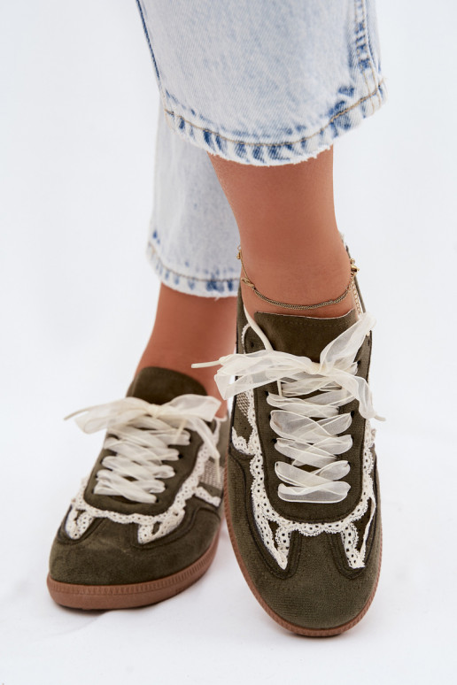 Sneakers modeļa apavi Sieviešu ar mežģīnēm Zaļas krāsas Ilrene