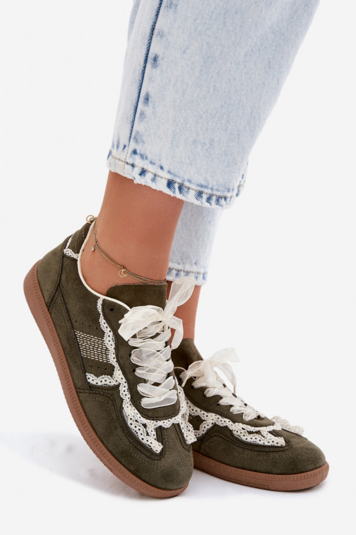 Sneakers modeļa apavi Sieviešu ar mežģīnēm Zaļas krāsas Ilrene