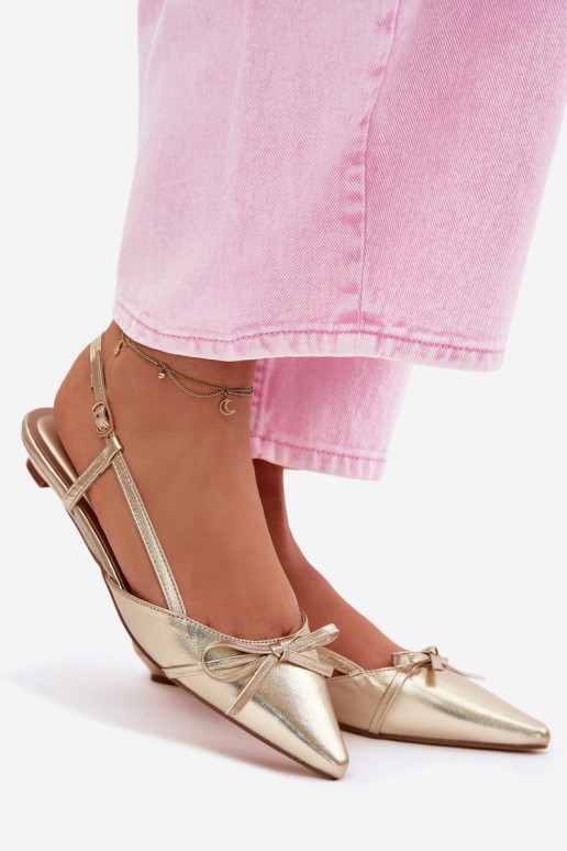 Sieviešu basenesImitacji Skóry Uz Zema Papēža Zelta krāsas Jelmera