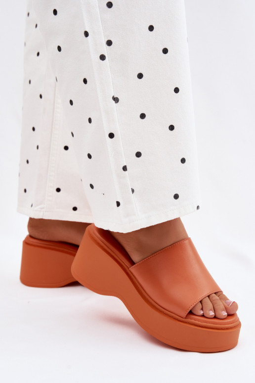 sieviešu čības ar platformu oranžas krāsas Virelia