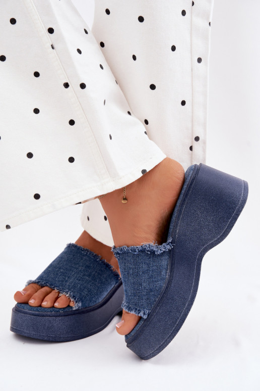 sieviešu čības ar platformu Džinsa auduma Virelia