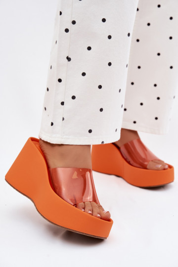 sieviešu čības ar platformuTransparentnym Svītrasem oranžas krāsas Zolretia 2