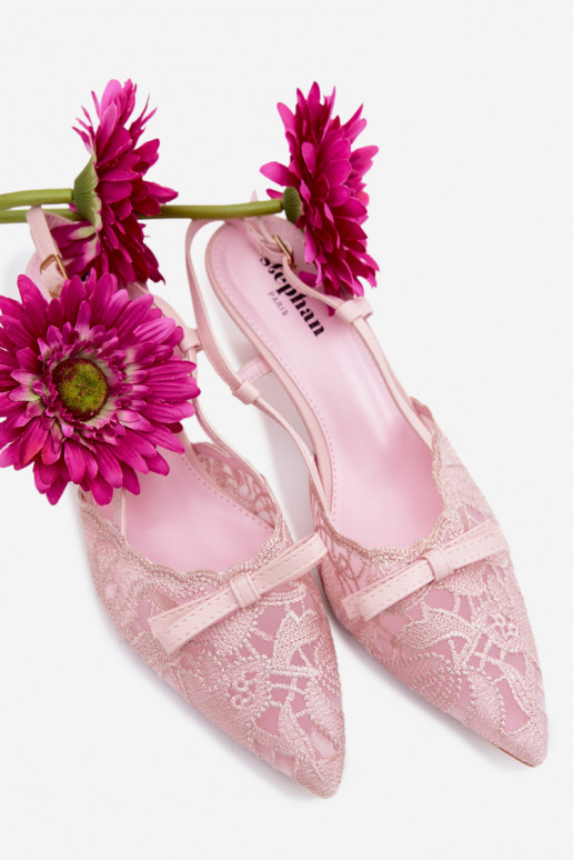 Mežģīņu basenes Sieviešu Ieslēgts obcasie ar bantītēm Rozā krāsas Tā irribelle