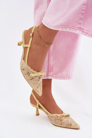 Mežģīņu basenes Sieviešu Ieslēgts obcasie ar bantītēm Dzelteni Tā irribelle