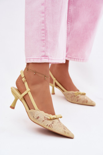 Mežģīņu basenes Sieviešu Ieslēgts obcasie ar bantītēm Dzelteni Tā irribelle 2