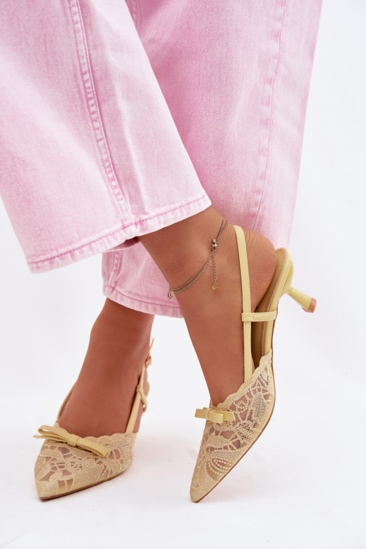 Mežģīņu basenes Sieviešu Ieslēgts obcasie ar bantītēm Dzelteni Tā irribelle