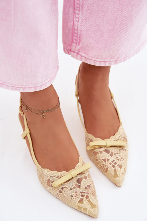 Mežģīņu basenes Sieviešu Ieslēgts obcasie ar bantītēm Dzelteni Tā irribelle