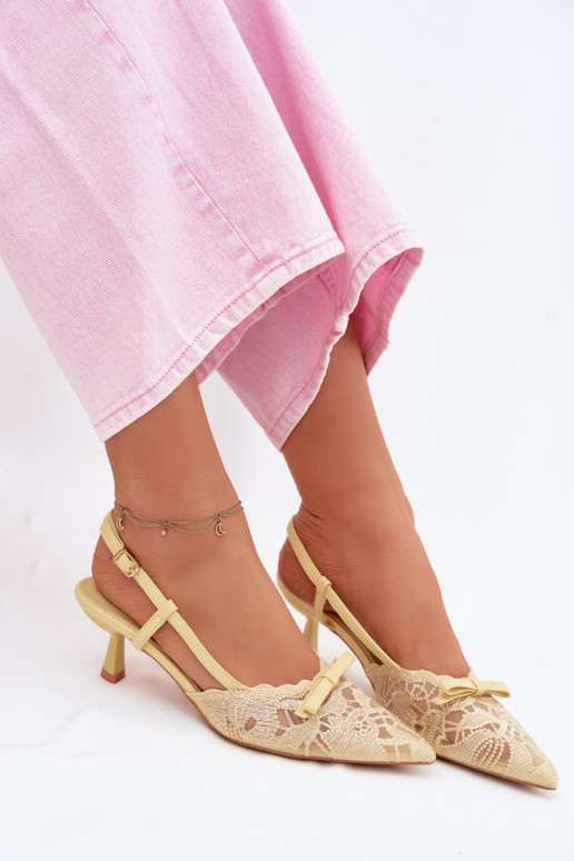 Mežģīņu basenes Sieviešu Ieslēgts obcasie ar bantītēm Dzelteni Tā irribelle