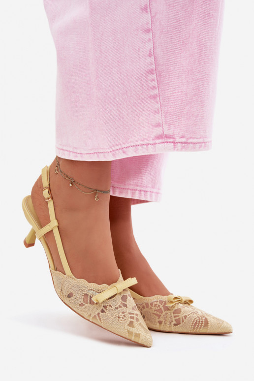 Mežģīņu basenes Sieviešu Ieslēgts obcasie ar bantītēm Dzelteni Tā irribelle