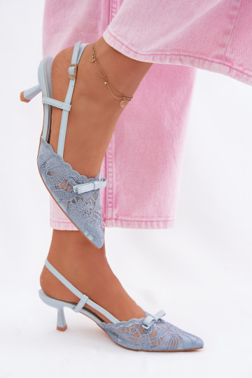 Mežģīņu basenes Sieviešu Ieslēgts obcasie ar bantītēm Zilas krāsas Tā irribelle