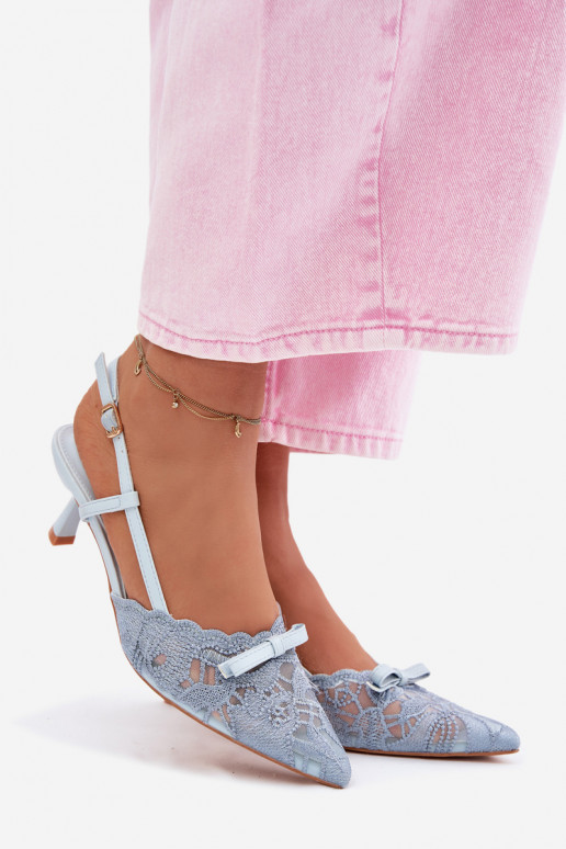 Mežģīņu basenes Sieviešu Ieslēgts obcasie ar bantītēm Zilas krāsas Tā irribelle