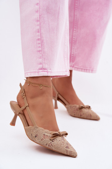 Mežģīņu basenes Sieviešu Ieslēgts obcasie ar bantītēm smilšu krāsas Tā irribelle 2