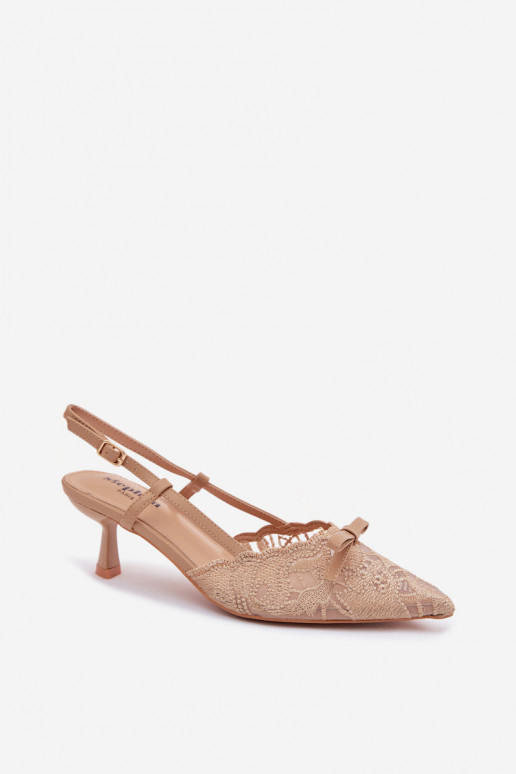 Mežģīņu basenes Sieviešu Ieslēgts obcasie ar bantītēm smilšu krāsas Tā irribelle