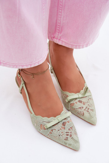 Mežģīņu basenes Sieviešu Ieslēgts obcasie ar bantītēm Zaļas krāsas Tā irribelle