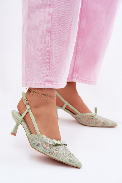 Mežģīņu basenes Sieviešu Ieslēgts obcasie ar bantītēm Zaļas krāsas Tā irribelle