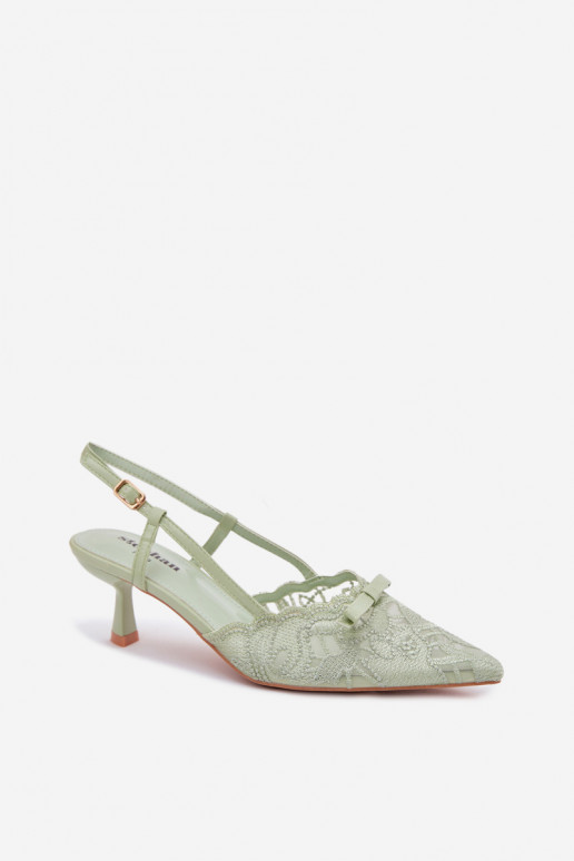 Mežģīņu basenes Sieviešu Ieslēgts obcasie ar bantītēm Zaļas krāsas Tā irribelle