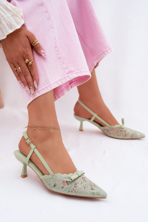 Mežģīņu basenes Sieviešu Ieslēgts obcasie ar bantītēm Zaļas krāsas Tā irribelle