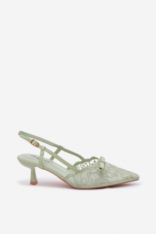 Mežģīņu basenes Sieviešu Ieslēgts obcasie ar bantītēm Zaļas krāsas Tā irribelle