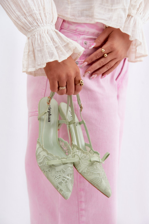 Mežģīņu basenes Sieviešu Ieslēgts obcasie ar bantītēm Zaļas krāsas Tā irribelle