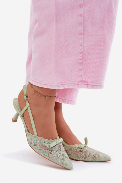 Mežģīņu basenes Sieviešu Ieslēgts obcasie ar bantītēm Zaļas krāsas Tā irribelle