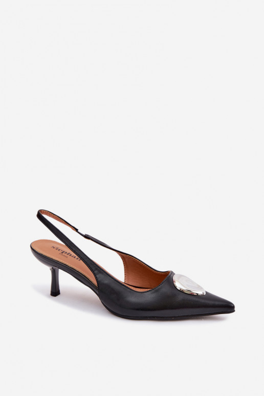 Sieviešu basenes ar papēdi Ar greznu Detalem melnas krāsas Isadora