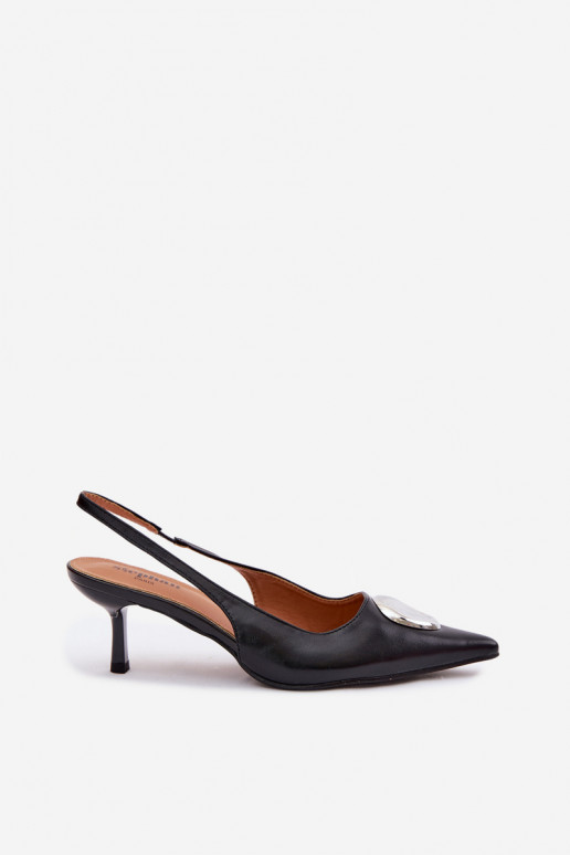 Sieviešu basenes ar papēdi Ar greznu Detalem melnas krāsas Isadora