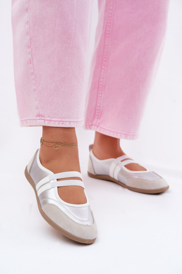 Balerīnas Sportiska stilaElastycznymi Paskami Sudraba krāsas Donatella 2