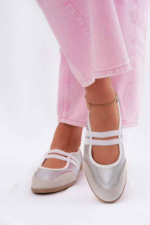 Balerīnas Sportiska stilaElastycznymi Paskami Sudraba krāsas Donatella