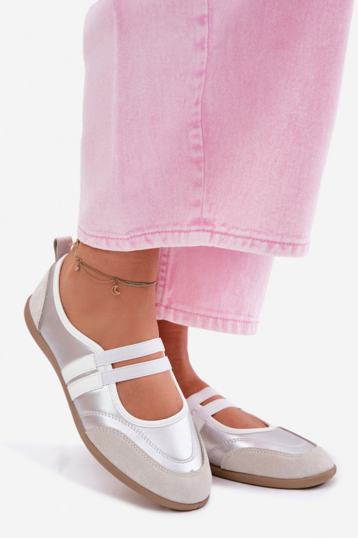 Balerīnas Sportiska stilaElastycznymi Paskami Sudraba krāsas Donatella