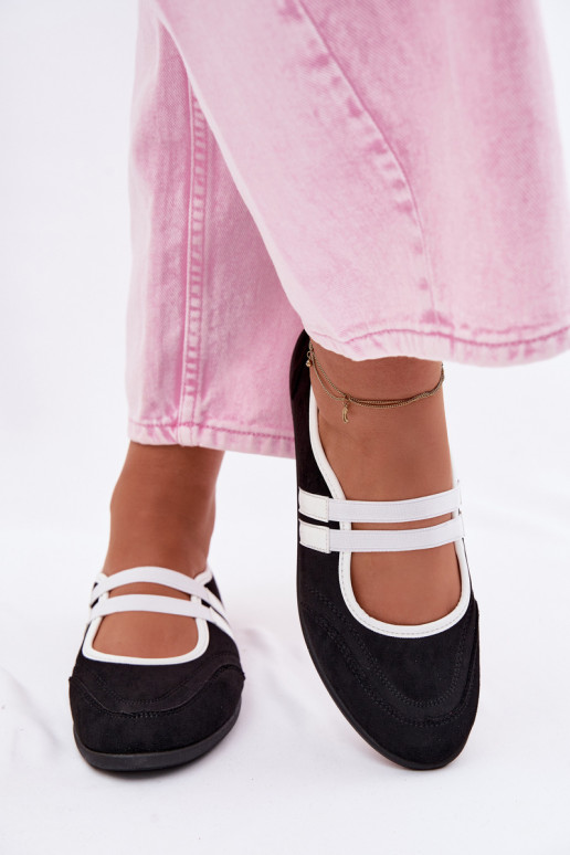 Balerīnas Sportiska stilaElastycznymi Paskami melnas krāsas Donatella