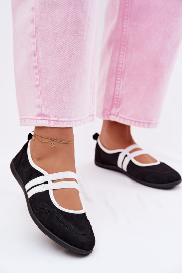 Balerīnas Sportiska stilaElastycznymi Paskami melnas krāsas Donatella 2