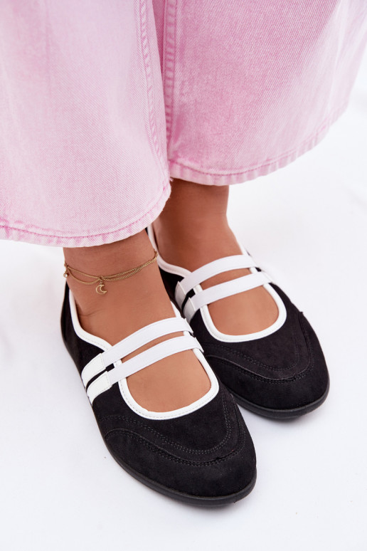 Balerīnas Sportiska stilaElastycznymi Paskami melnas krāsas Donatella