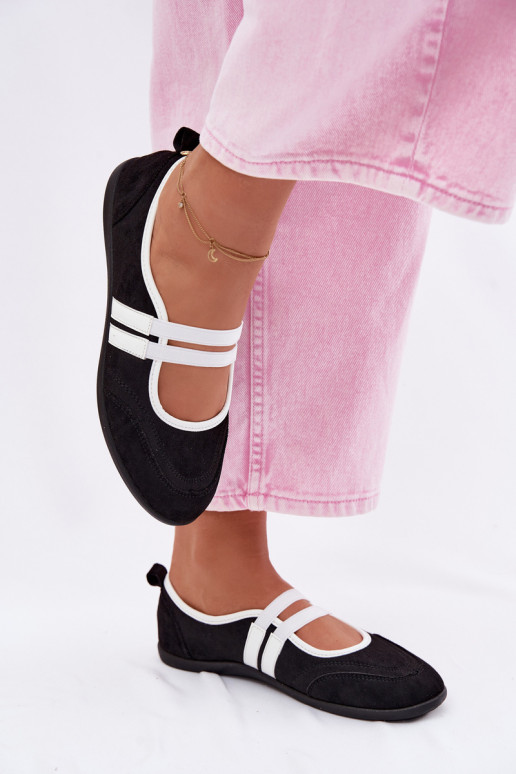 Balerīnas Sportiska stilaElastycznymi Paskami melnas krāsas Donatella