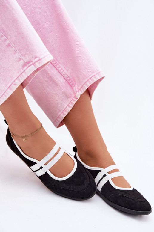 Balerīnas Sportiska stilaElastycznymi Paskami melnas krāsas Donatella