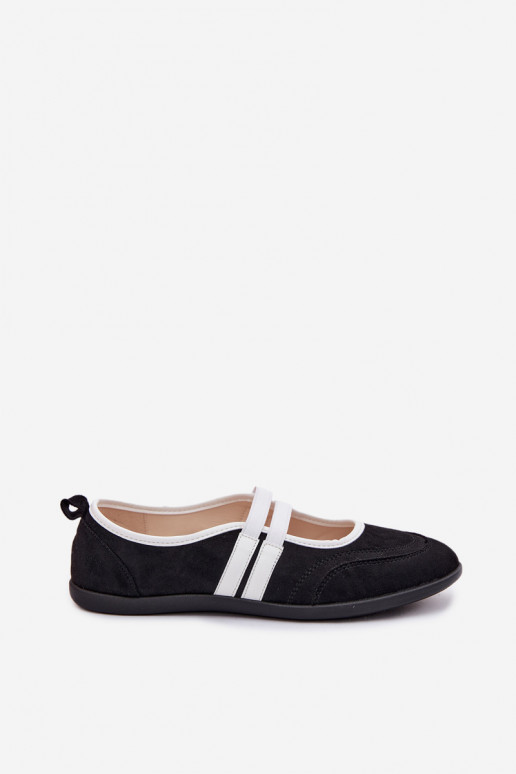 Balerīnas Sportiska stilaElastycznymi Paskami melnas krāsas Donatella