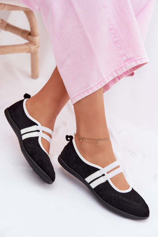 Balerīnas Sportiska stilaElastycznymi Paskami melnas krāsas Donatella