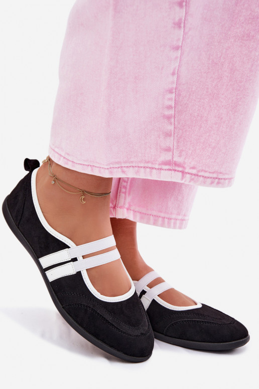 Balerīnas Sportiska stilaElastycznymi Paskami melnas krāsas Donatella