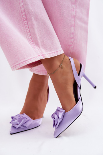 Sieviešu basenes ar papēdiSatynoInym INykończeniem Violeta krāsa Irina