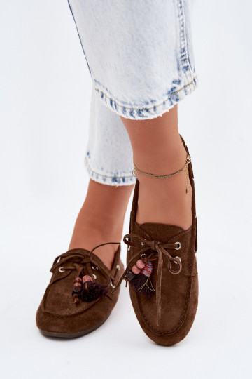 sieviešu mokasīniar bārkstīmm I Koraļļiikami brūnas krāsas Teresa 2