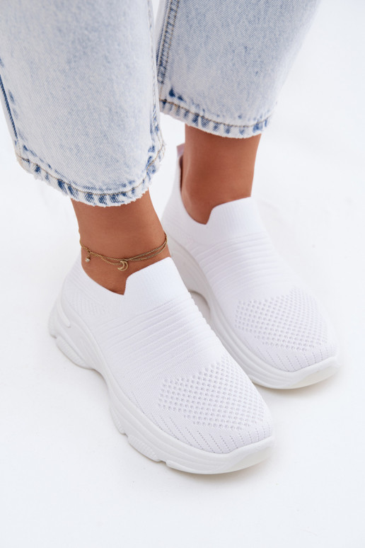 Auduma Paslīdēt uz sporta apavi Sieviešu baltas krāsas Floraine