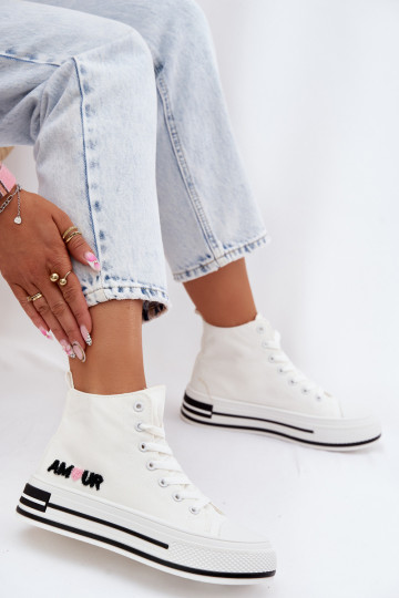 sieviešu puszābaki Augsts ar platformu baltas krāsas Liline