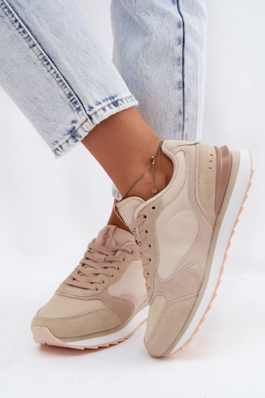 zamšādas Sneakers modeļa apavi Sieviešu McArthur MA2512IN smilšu krāsas
