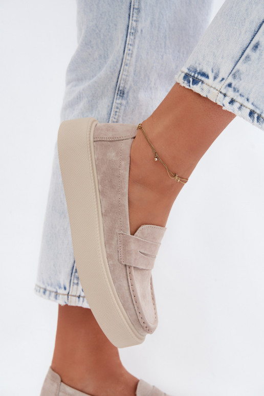 MokasīniIeslēgtsturalnego zamšādasu ar platformu Vinceza 79594 smilšu krāsas