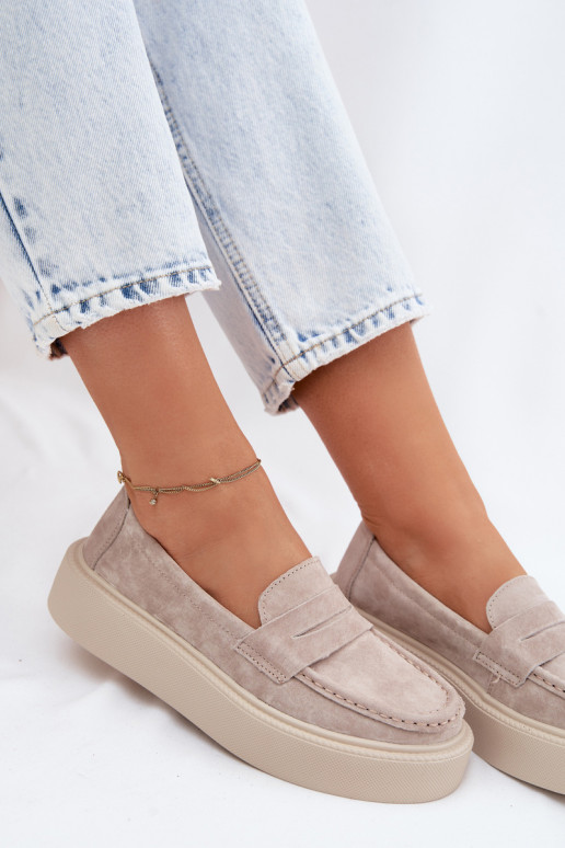 MokasīniIeslēgtsturalnego zamšādasu ar platformu Vinceza 79594 smilšu krāsas