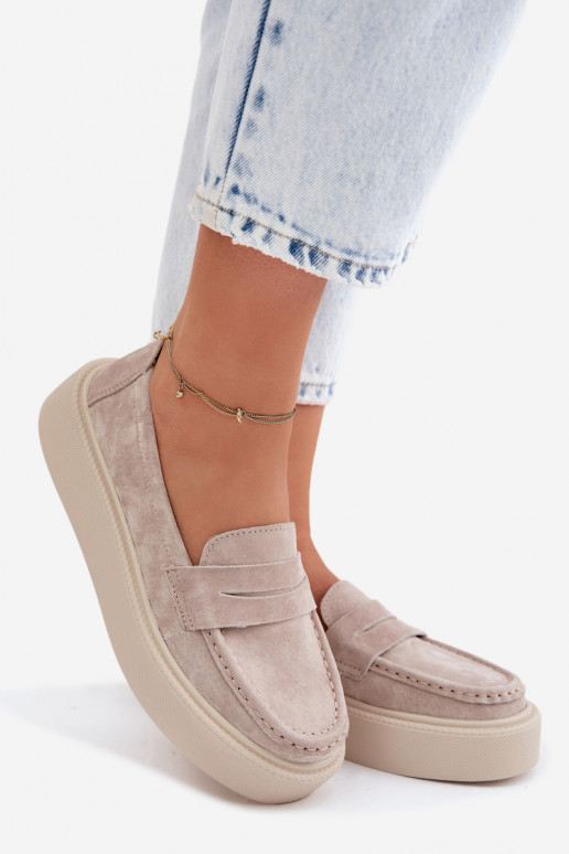 MokasīniIeslēgtsturalnego zamšādasu ar platformu Vinceza 79594 smilšu krāsas