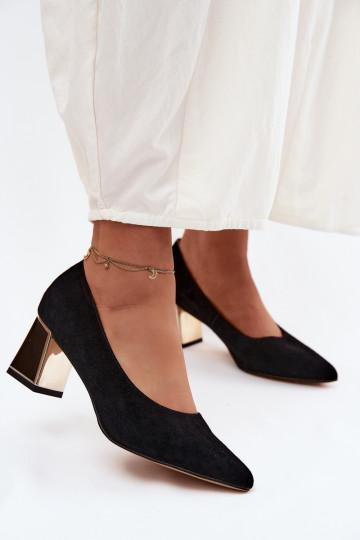 KurpesIeslēgtsturalnego zamšādasu ar papēdi Vinceza 66921 melnas krāsas 2